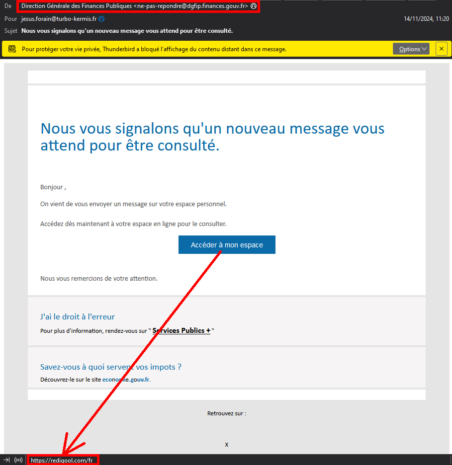 Un phishing des impôts parfait